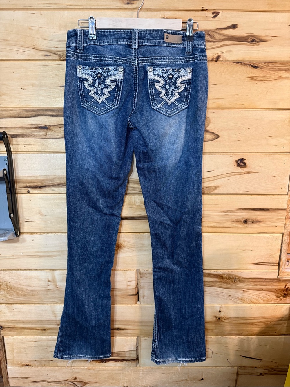 Antique Rivet Dark Blue Embroidered Boot-Cut Jeans